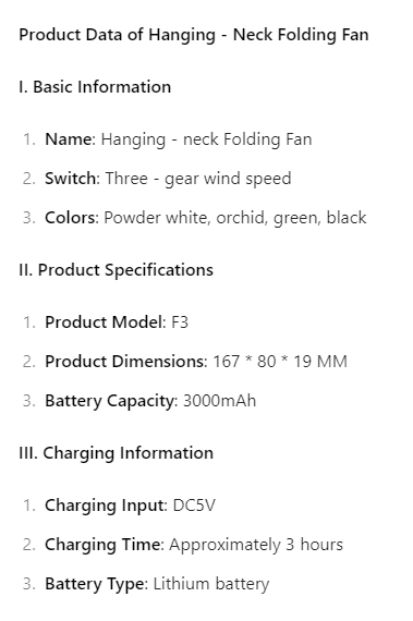 F3 Foldable Fan