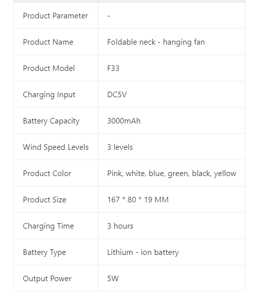 F33 Foldable Fan