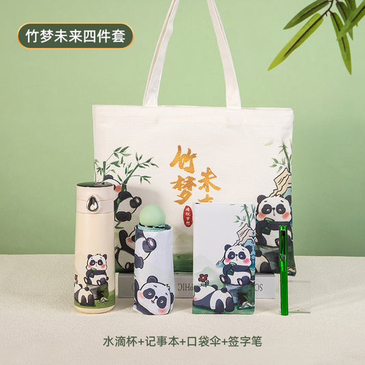 Insulated Water Cup + Pocket Umbrella + Notepad + Canvas Bag + Pen